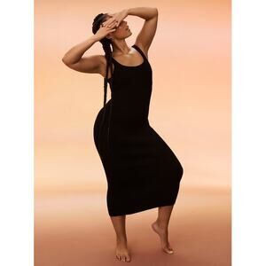 Athleta x Alicia Keys Sweater Dress Black Medium Ribbed Bodycon